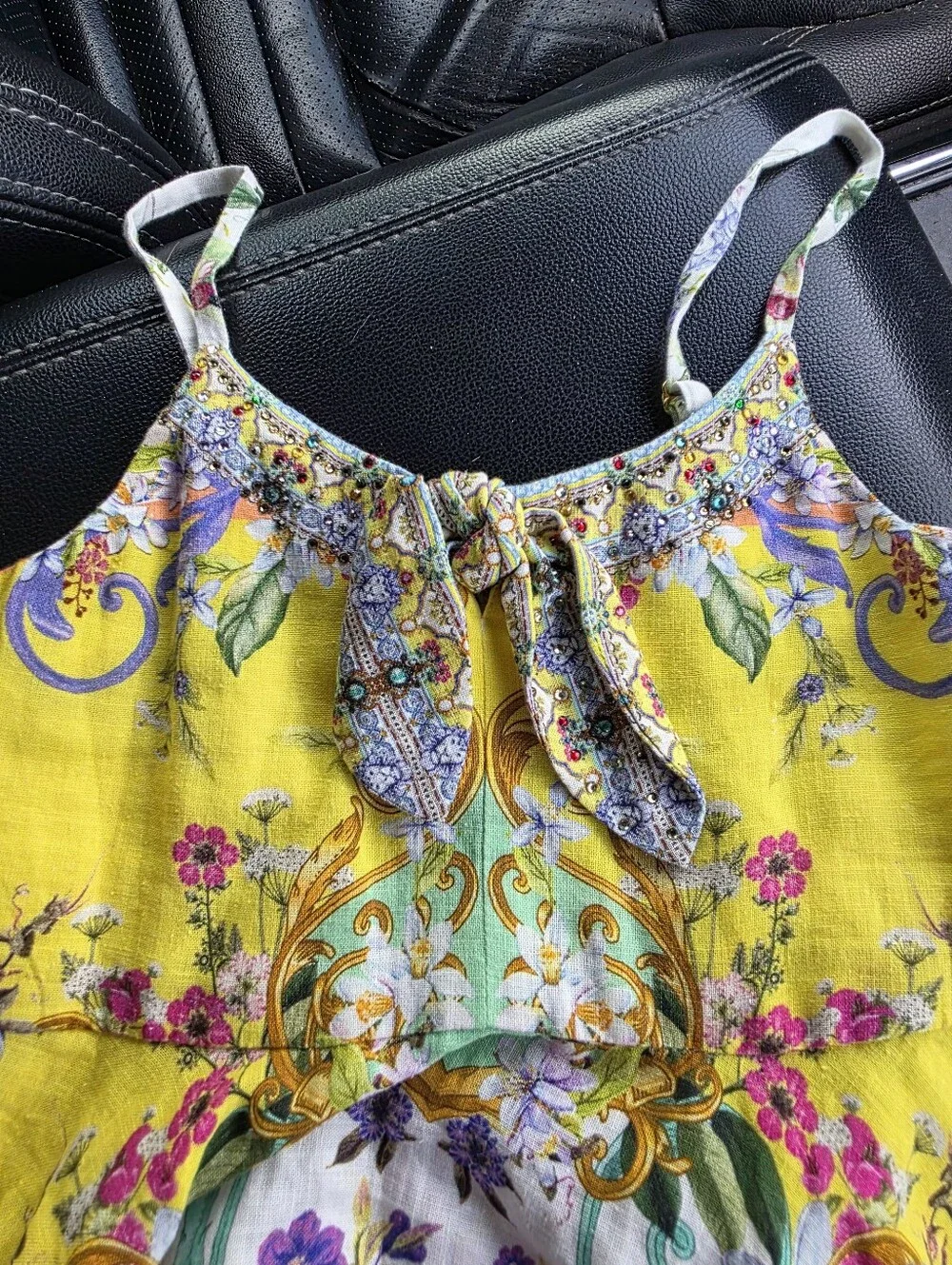 Milla By CAMILLA LUXERY AUSTRALIAN LINEN Bright Yellow Floral Girls' Sundress 4